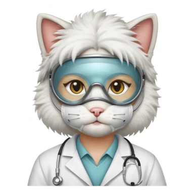 doctor cat, white coat, dust mask sticker