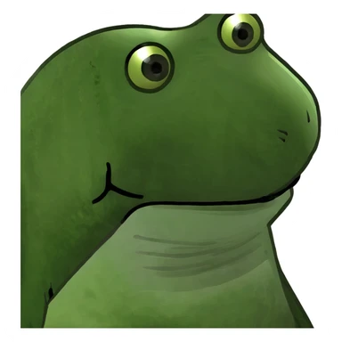 green bufo frog with dark spots representing hyperpigmentation, humorous sticker