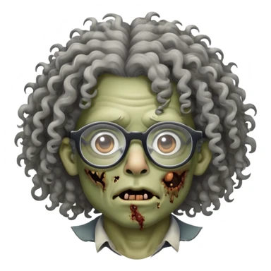 Cabelo cacheado, óculos e duas pintas a cima da boca, uma um pouco mais pro lado mas minimamente (zumbi) sticker