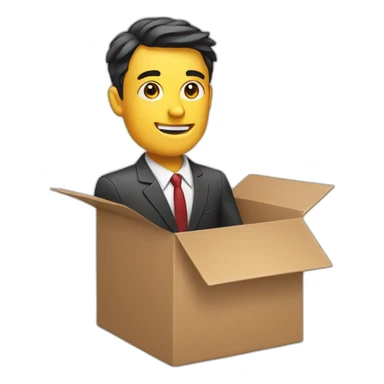 business man sticking out of box sticker