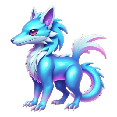  Epic legendary Shiny sparkly transparent bioluminescent luminescent vibrant bright pastel dark exotic iridescent colorful gradients futuristic modern metallic glossy glittery fantasy-cyber-Protogen-Fakémon-Pokémon-Sergal-creature sticker
