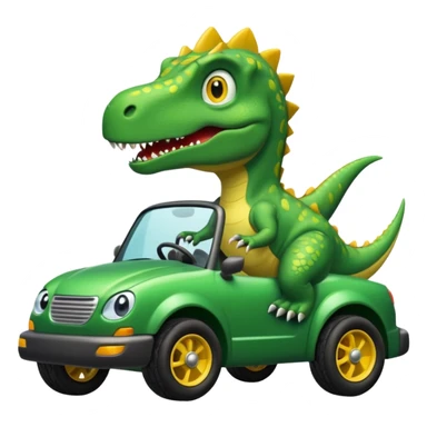 Dinosaur driving a car sticker