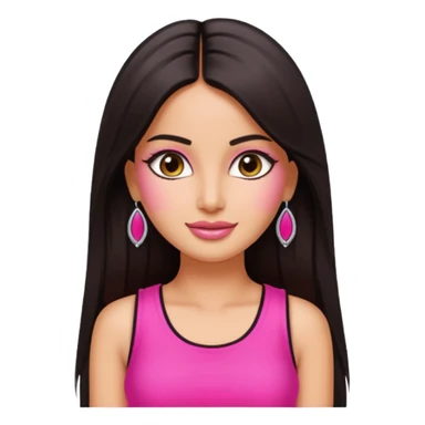 a pretty bratz emoji that looks like bollywood actress katrina kaif with straight  hair wearing a neon pink sleeveless top
She should resemble Katrina Kaif. sticker