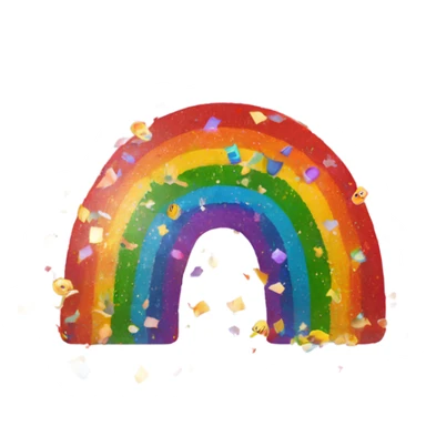 Rainbow with confetti around it sticker