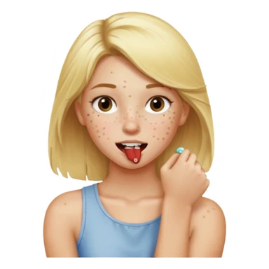 Emoji blonde girl lovingly , biting an arm sticker