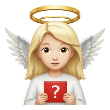 "An angel emoji with blonde hair, a halo, wings, holding a 'COMPARTILHAR' sign in bold letters." sticker