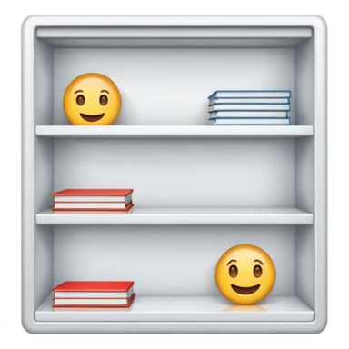 emoji of open magazine, inside the magazine there are illustrated empty shelfs sticker