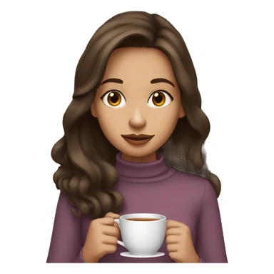 Girl sipping tea brunette hair sticker