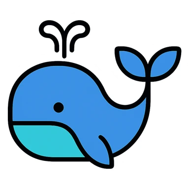 a clean and modern whale, color outline icon style sticker