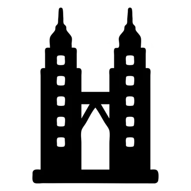solid filled icon of the Petronas Towers, simple and bold, suitable for presentations sticker