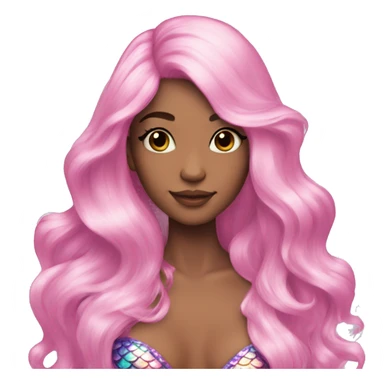 Iridescent mermaid long hair pink sticker
