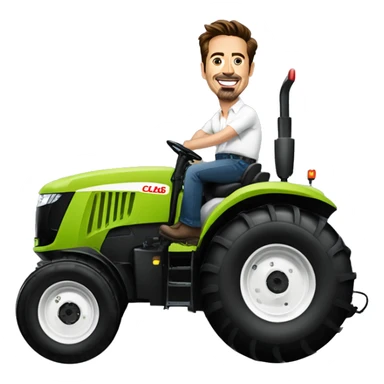 Rebert Downey JR riding CLAAS tractor sticker