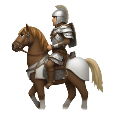 a white avar nomadic soldier on a horse from the side with leather armor on sticker