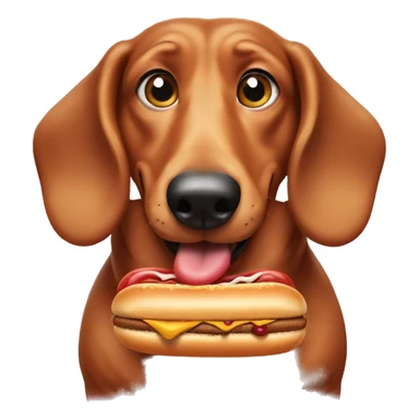 Fat dachshund eating hotdog  sticker