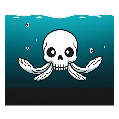 The skull is swimming sticker