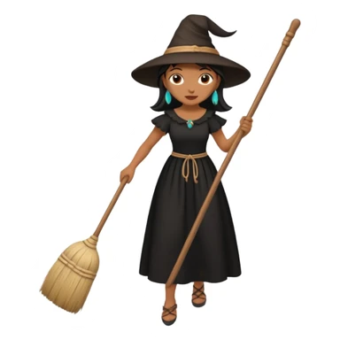 Bruja en escoba sticker