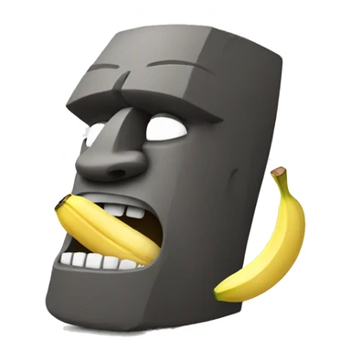 moai crying laughing with banana in mouth sticker