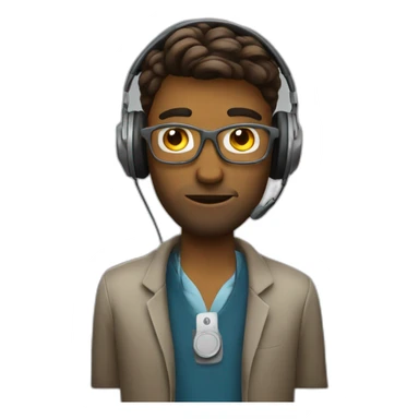 programmer with coffee and headphone and no spectacles sticker