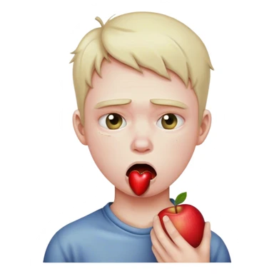 apple emoji person choking themselves with a distressed face sticker