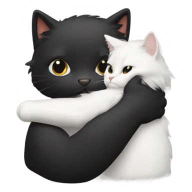 Fluffy cat hugging person with black hair sticker