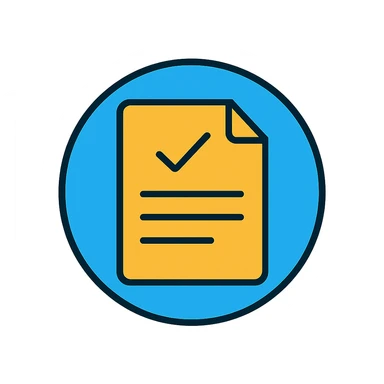 minimalistic professional document emoji with a blue circle, aesthetic design, clean and modern look, sleek and professional style sticker