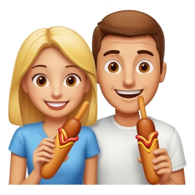 guy and girl eating corndogs sticker