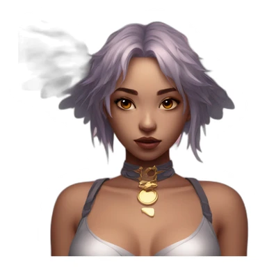 Lauren Summer, Bare belly, Wings, Choker, Bathed in shadows, FOV 90 degrees, short lighting, L USM, Cold Colors, gilded technique, extremely hyper aesthetic, absurdres sticker