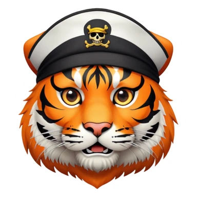 pirate tiger face with eye patch and captain hat for Twitch emote sticker