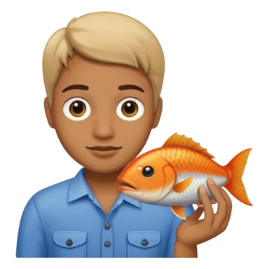 A person holding a fish sticker