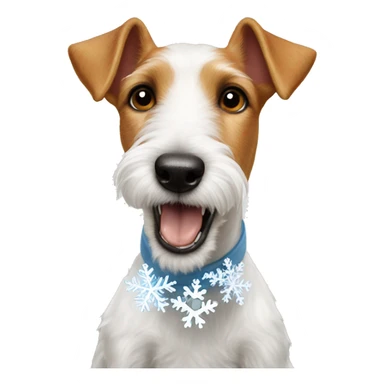 Fox terrier eating a snowflake  sticker