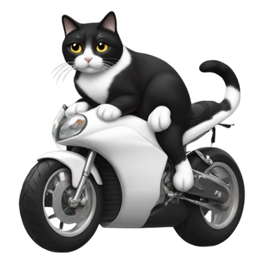 Fat Tuxedo cat on a motorcycle sticker