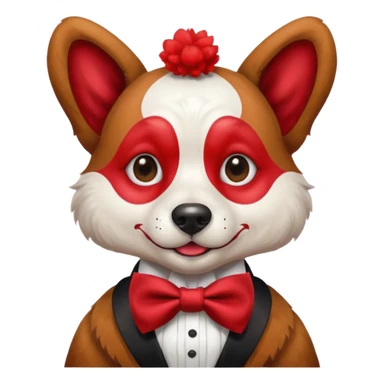 Dog clown with painted nose, bow tie sticker