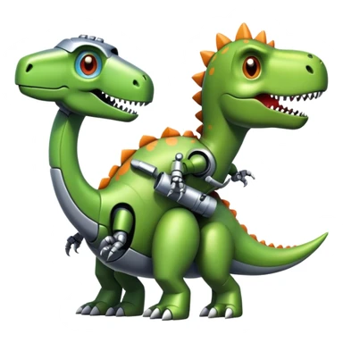 dinosaur and robot sticker
