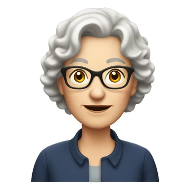 Older white woman with short brown wavy hair and glasses  sticker