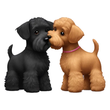 One black Scottish terrier and brown one toy poodle kissing sticker