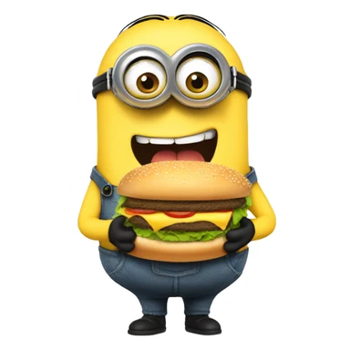 Minion eating hamburger sticker