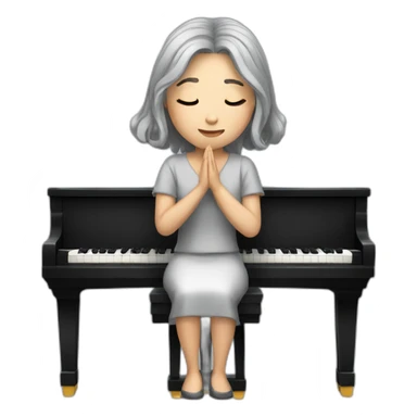 Chinese lady with gray hair praying piano sticker
