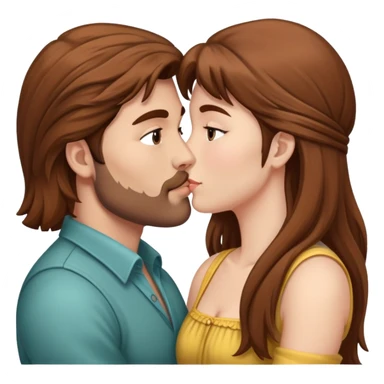 Husband with brown mullet and wife with brown hair kissing sticker