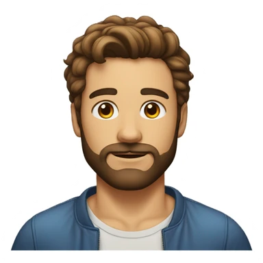 30 years young man hair should be short, brown, mustache visible, but the beard itself should be short, only the face visible sticker