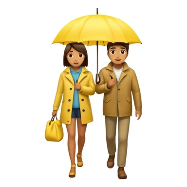 Couple under yellow umbrella, City Rain Scenes sticker