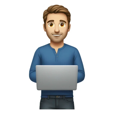 caucassian man with brown hair working on laptop sticker