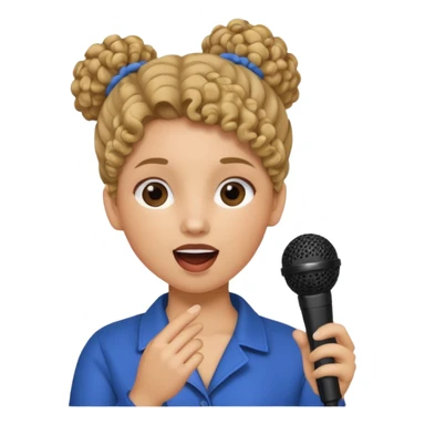 curly bunnie singing , holding mic sticker