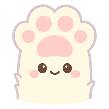 fluffy cat paw, soft and plush, cute and rounded, pastel colors sticker