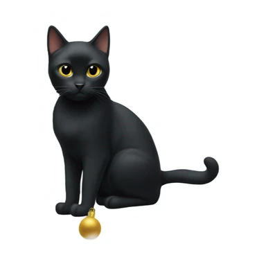 Black cat next to a white Christmas tree sticker