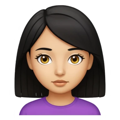 Olive skin girl with medium straight black hair  sticker