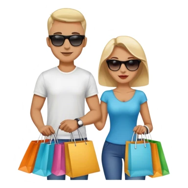 Shopping man and woman sticker