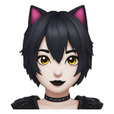 goth nekochan with best make up and big torso sticker