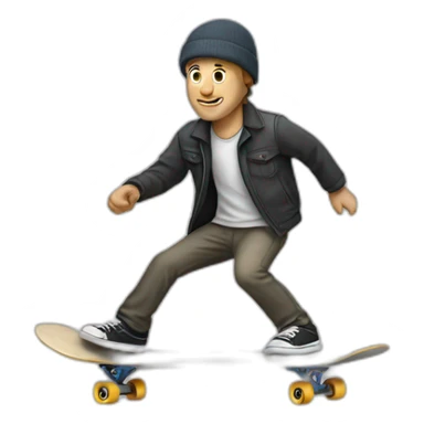 A white man skateboarding sticker