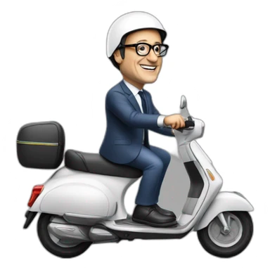 François Hollande sur un scooter avec un casque a la main sticker