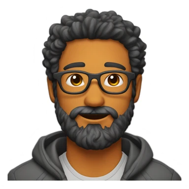 hombre de lentes anaranjados cabello rizado y barba sticker